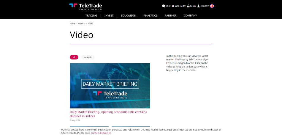 TeleTrade Review daily briefing video